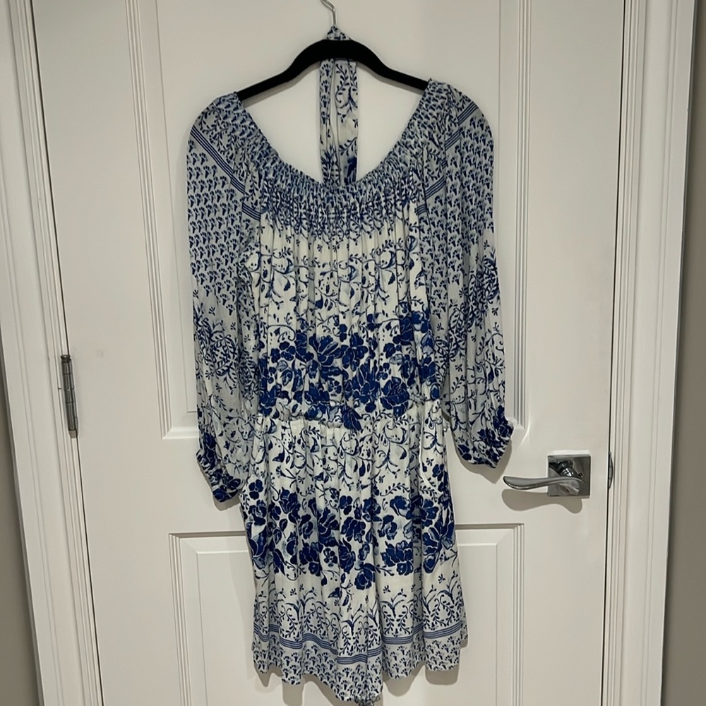 Anthropology off the shoulder romper with pockets